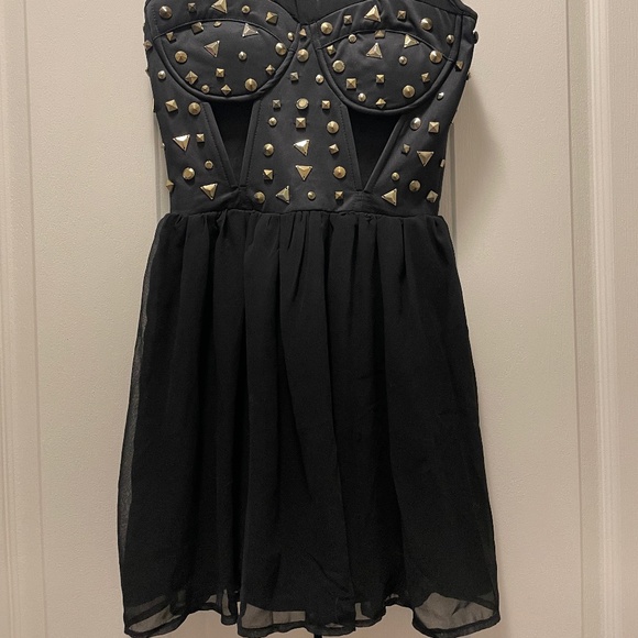 Studded Cutout Mesh Dress - Picture 2 of 5